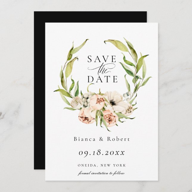 Faire-part Forêt Botanique Forêt Fleurie Enregistrer La Date (Devant / Derrière)