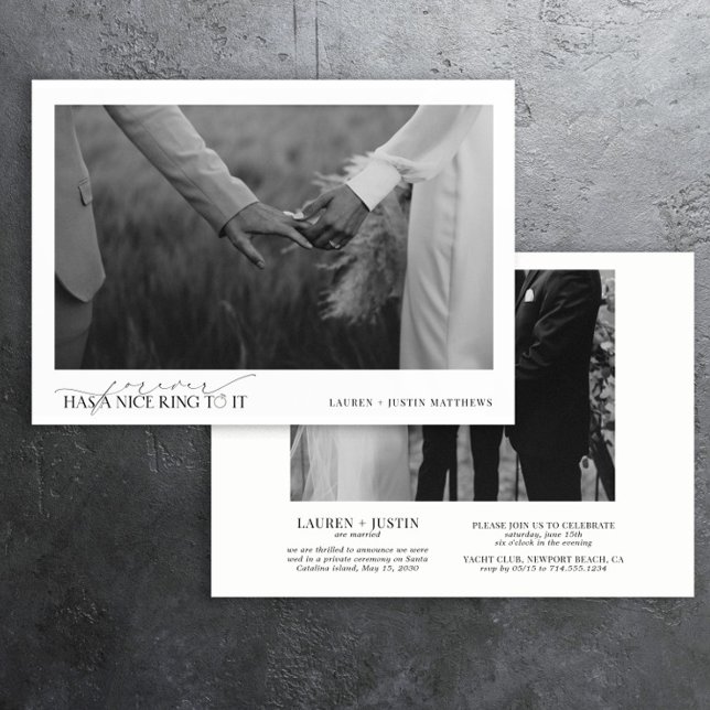 Faire-part Forever a une belle bague Elegant 2 Mariage photo (Créateur téléchargé)