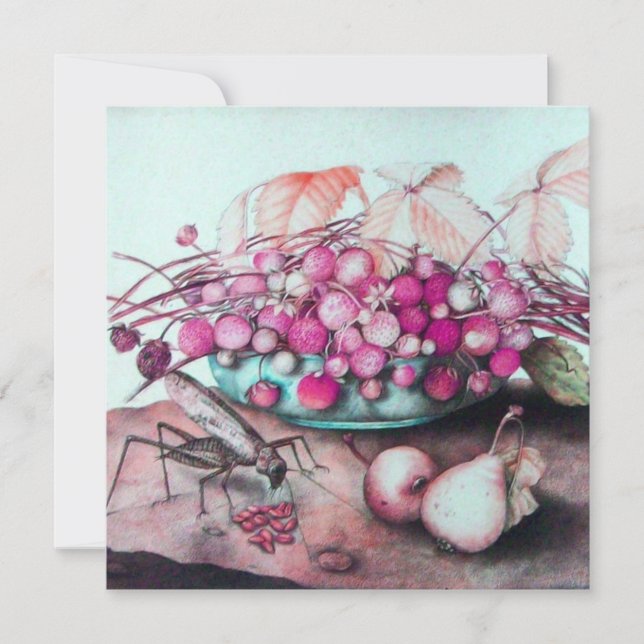 Faire-part FRUITS DE SAISON / PAILLOTES PAIRES Rose Noir (Devant)