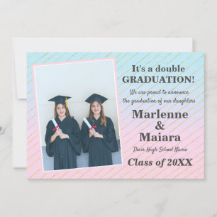 Faire-part Fun High School Twins Double Graduation Photo