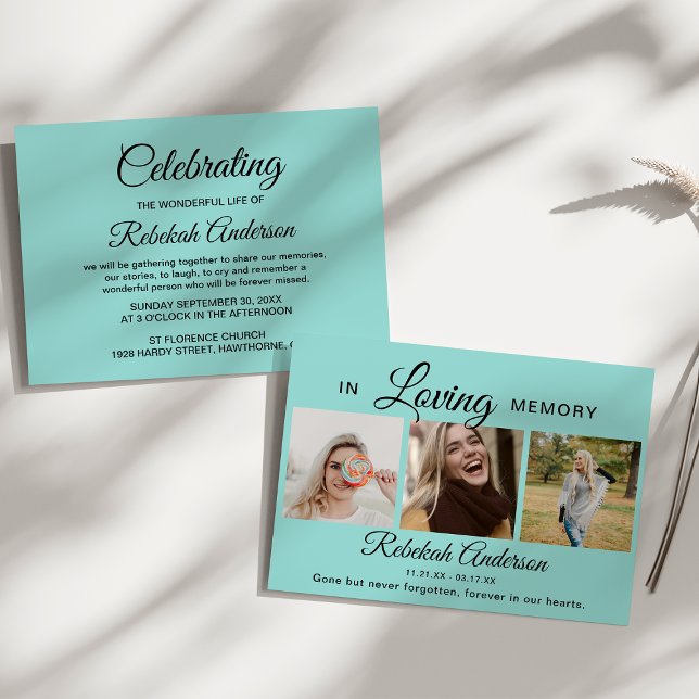Faire-part Funérailles de collection de photos moderne 3 (Créateur téléchargé)