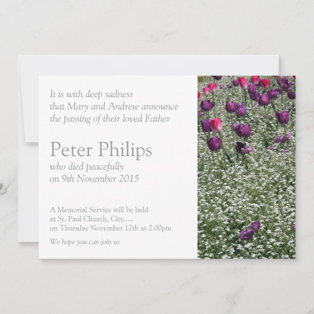 Faire-part funéraire commémoratif des tulipes Gard (Devant)