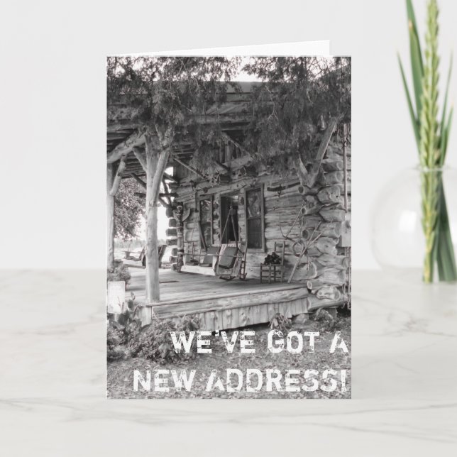 Faire-part Funny Change Adresse Ménage Cabine de chalet (Devant)