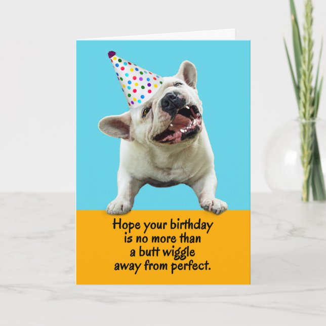 Faire-part Funny French Bulldog Butt Wiggle Parfait Anniversa (Devant)