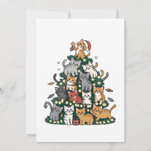 Faire-part Funny Kitten Christmas Tree Chat Animal de compagn
