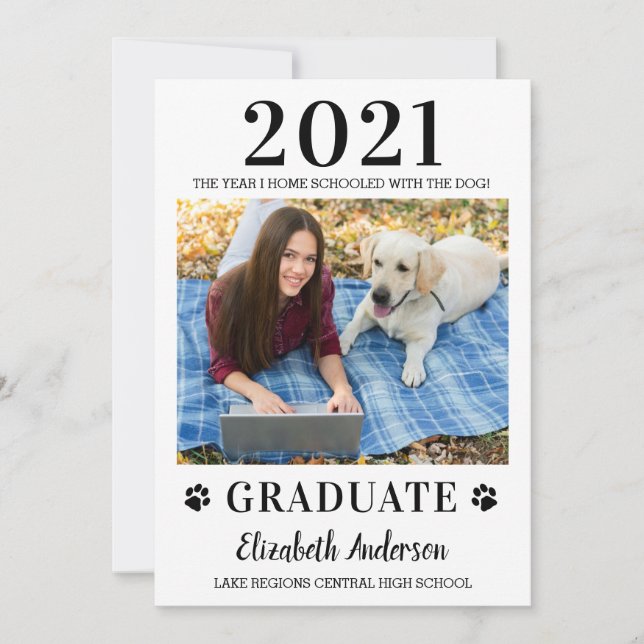 Faire-part Funny Photo Accueil École Classe Chien 2021 Gradua (Devant)