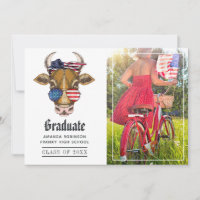 Funny USA Patriotic Cow Graduation Photo