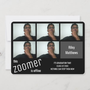 Faire-part Funny Zoomer Virtual Class Black Photo Graduation