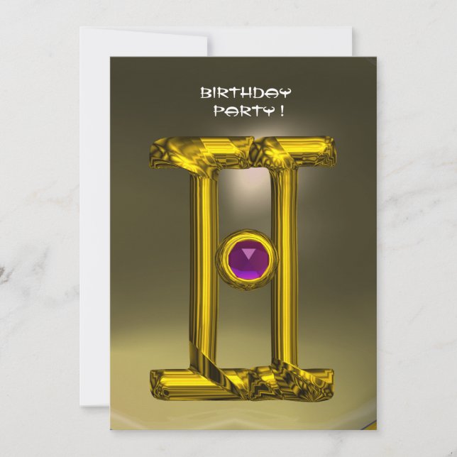 Faire-part GEMINI ALEXANDRITE jaune vif, gris (Devant)