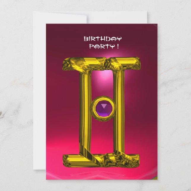 Faire-part GEMINI RUBY, Alexandrite jaune vif rose rouge (Devant)