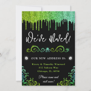 Faire-part Glam Green & Light Blue Gradient Parties scintilla