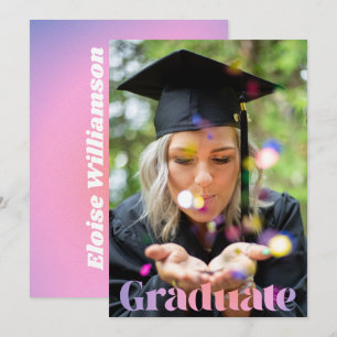 Faire-part Glam Lavender Pink Photo Overlay Graduation