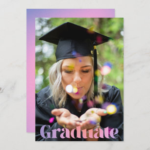 Faire-part Glam Lavender Pink Photo Overlay Graduation