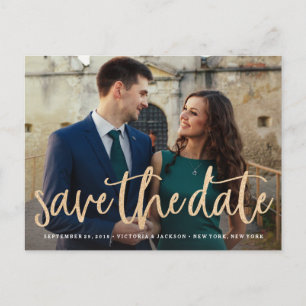 Faire-part Glittering Gold Enregistrer la date Carte postale