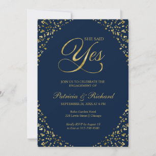 Faire-part Gold Blue Elle A Dit Oui Engagement Party Invitati
