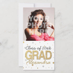 Faire-part Gold Foil Parties scintillant Confetti Graduation