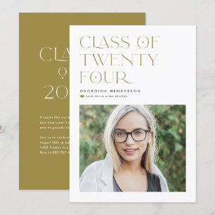 Faire-part Gold Minimalist Class of 2024 Photo Graduation