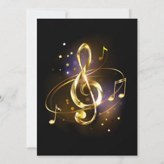 Faire-part Gold Treble Clef Music
