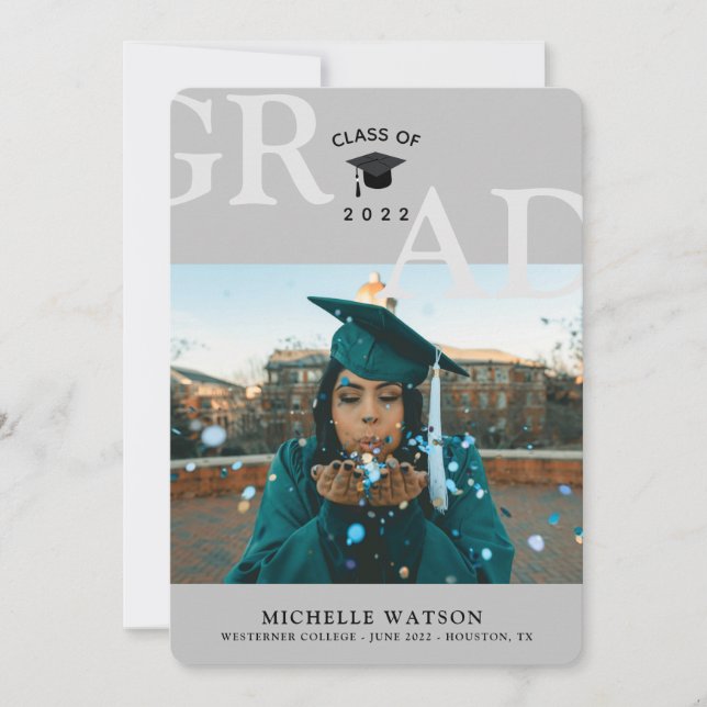 Faire-part GRAD Classe de photo personnalisée Graduation mode (Devant)