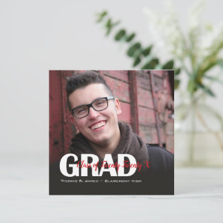 Faire-part  Grad Photo with Color Script Year Square