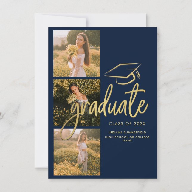 Faire-part Graduation 2025 Photo Collage Script (Devant)