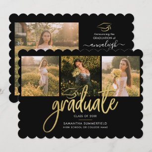 Faire-part Graduation 2025 Photos Script Elegant Grad