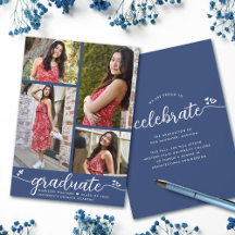 Graduation 4 Photo Moderne Calligraphie Coeurs Ble