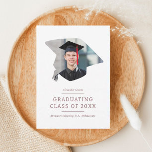 Faire-part Graduation Cap Maron 1 - Diplôme photo