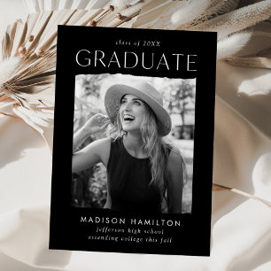 Faire-part Graduation de la photo Black Edge moderne