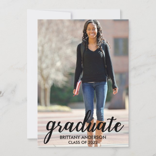 Faire-part Graduation de la photo de script moderne (Devant)