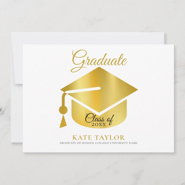 Faire-part Graduation de la photo Gold moderne (Devant)