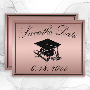 Faire-part Graduation Enregistrer la date Diplôme Rose Casque