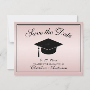 Faire-part Graduation Enregistrer la date Rose or Script Casq