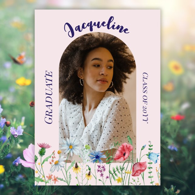 Faire-part Graduation Fleur sauvage moderne 2025 Arch Photo (Créateur téléchargé)