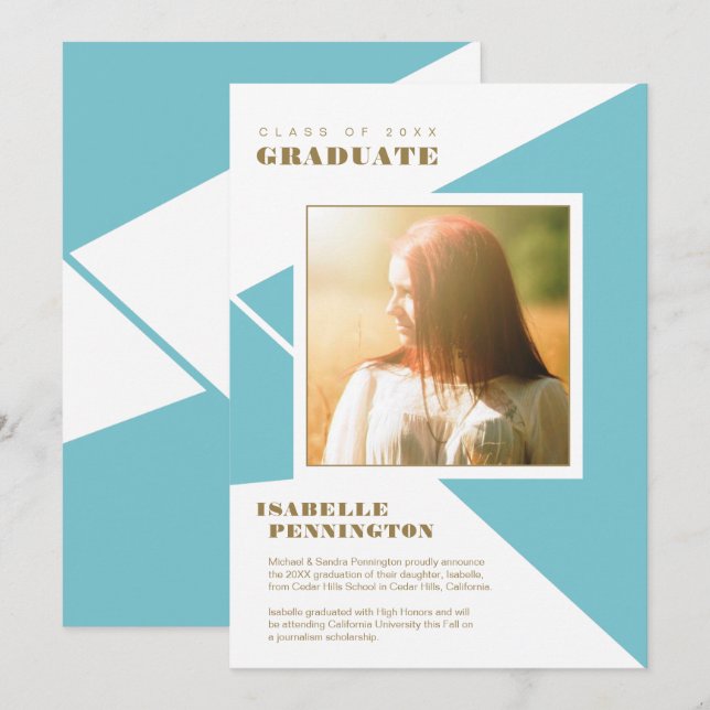 Faire-part Graduation graphique Triangle moderne (Devant / Derrière)