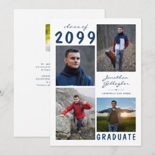 Faire-part Graduation minimale 5 Collage de photos Script