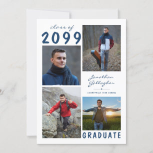 Faire-part Graduation minimale 5 Collage de photos Script