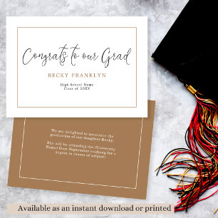 Faire-part Graduation minimaliste des bordures de ligne de sc