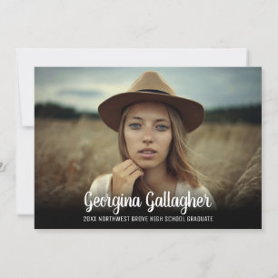 Faire-part Graduation Modern Bold Photo   Script Grad Nom