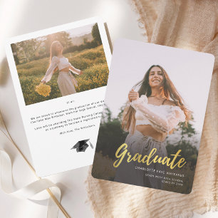 Faire-part Graduation Moderne 2025 Script Photo