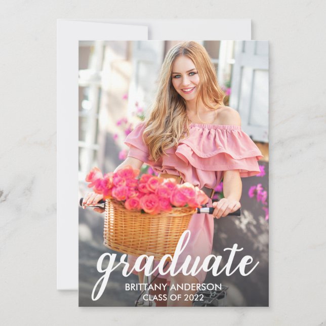 Faire-part Graduation Moderne De Jolie Calligraphie (Devant)
