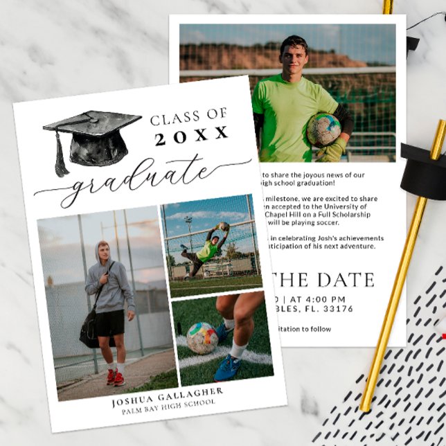 Faire-part Graduation moderne en noir et blanc Enregistrer la (Save The Date - Graduation Ceremony )