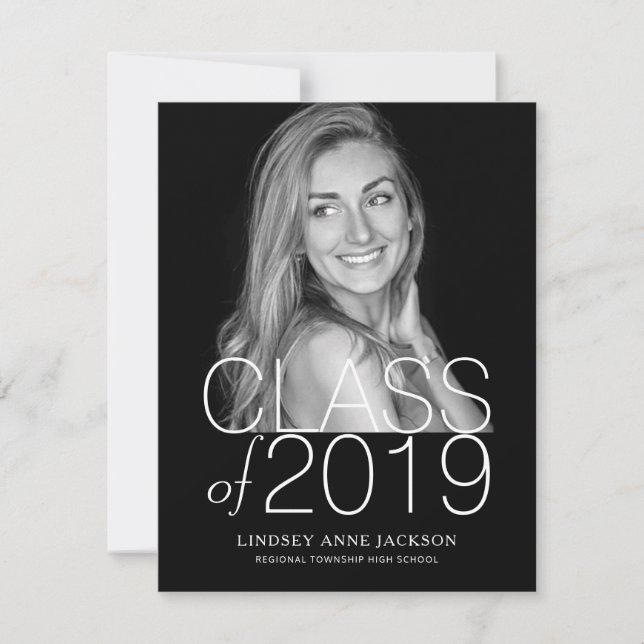Faire-part Graduation Moderne Stacked Texte foncé Photo Invit (Devant)