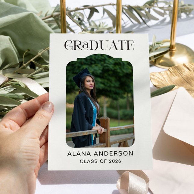 Faire-part Graduation Photo Announcement Modern Arch Black (Créateur téléchargé)