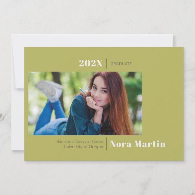 Faire-part Graduation photo minimaliste Avocado (Devant)