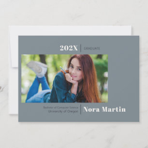 Faire-part Graduation photo minimaliste Dusty Blue