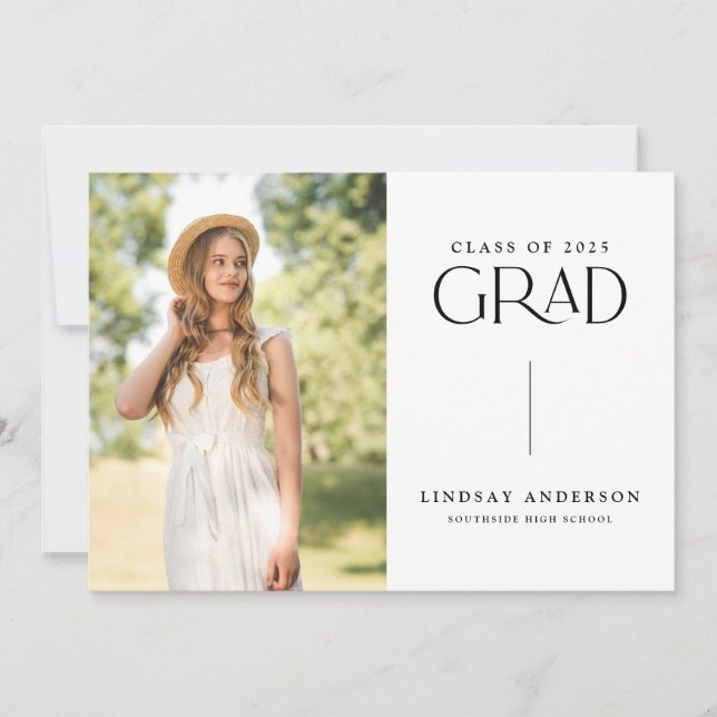 Faire-part Graduation photo minimaliste moderne (Devant)