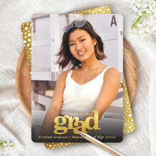 Faire-part Graduation photo or audacieuse typographie moderne