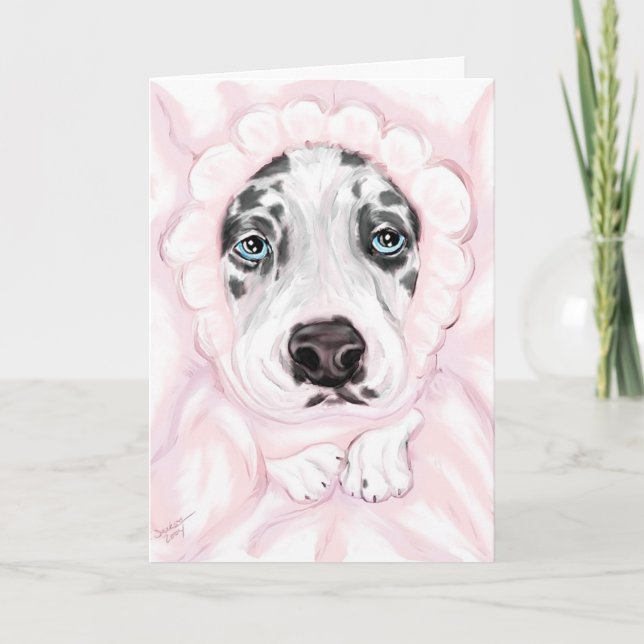 Faire-part Grand Dane Baby Harlequin Girl Annonces (Devant)