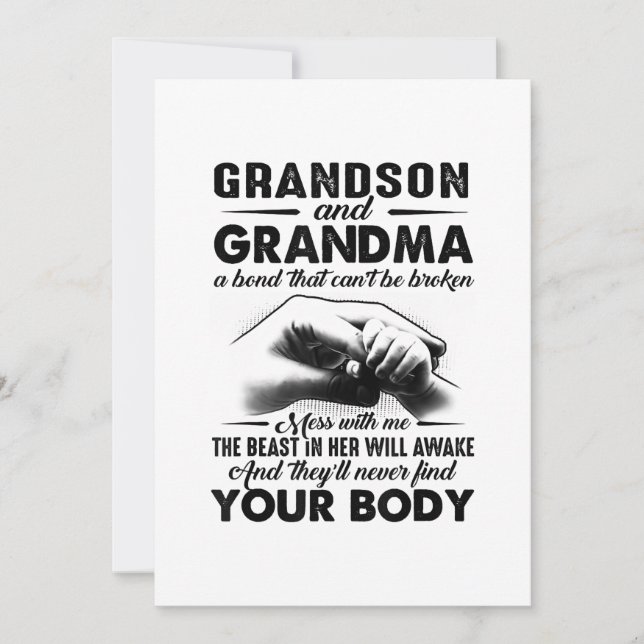Faire-part Grandson et grand-mère Bond. (Devant)